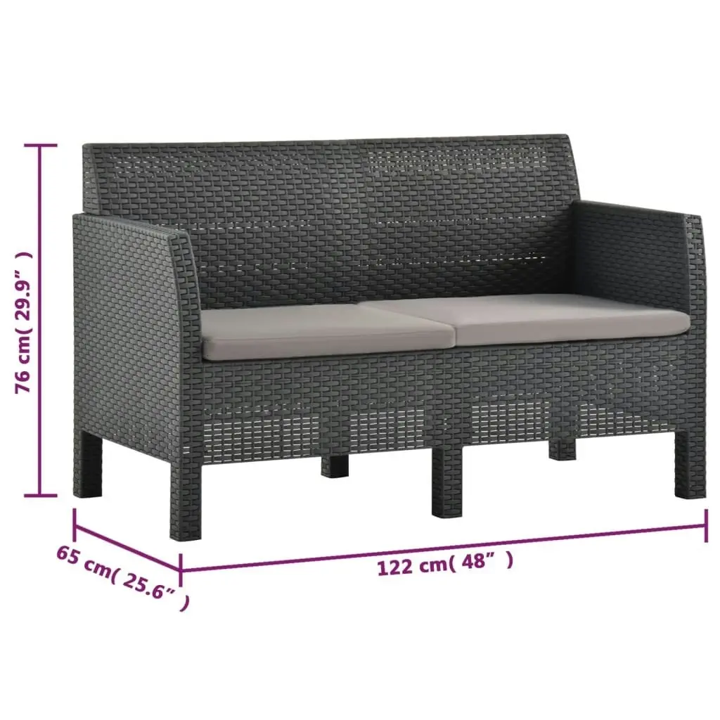 4 Piece Garden Lounge Set with Cushions PP Rattan Anthracite 3067234