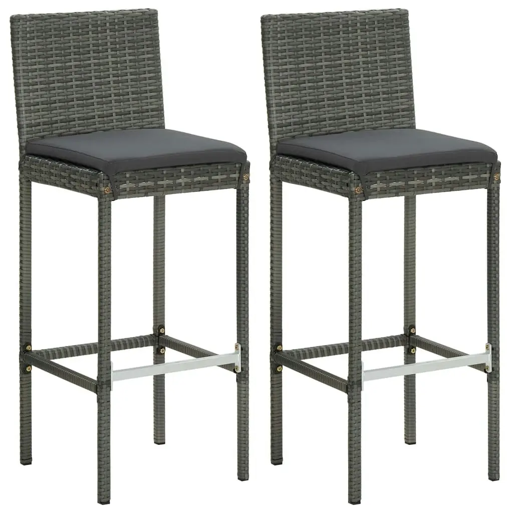 3 Piece Garden Bar Set with Cushions Poly Rattan Grey 3064857