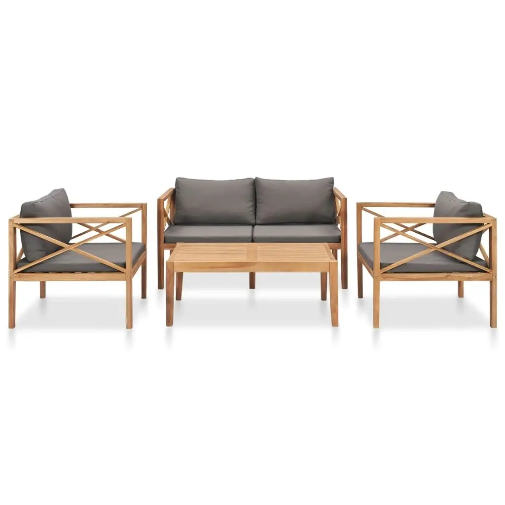 4 Piece Garden Lounge Set with Cushions Solid Wood Teak 3054663