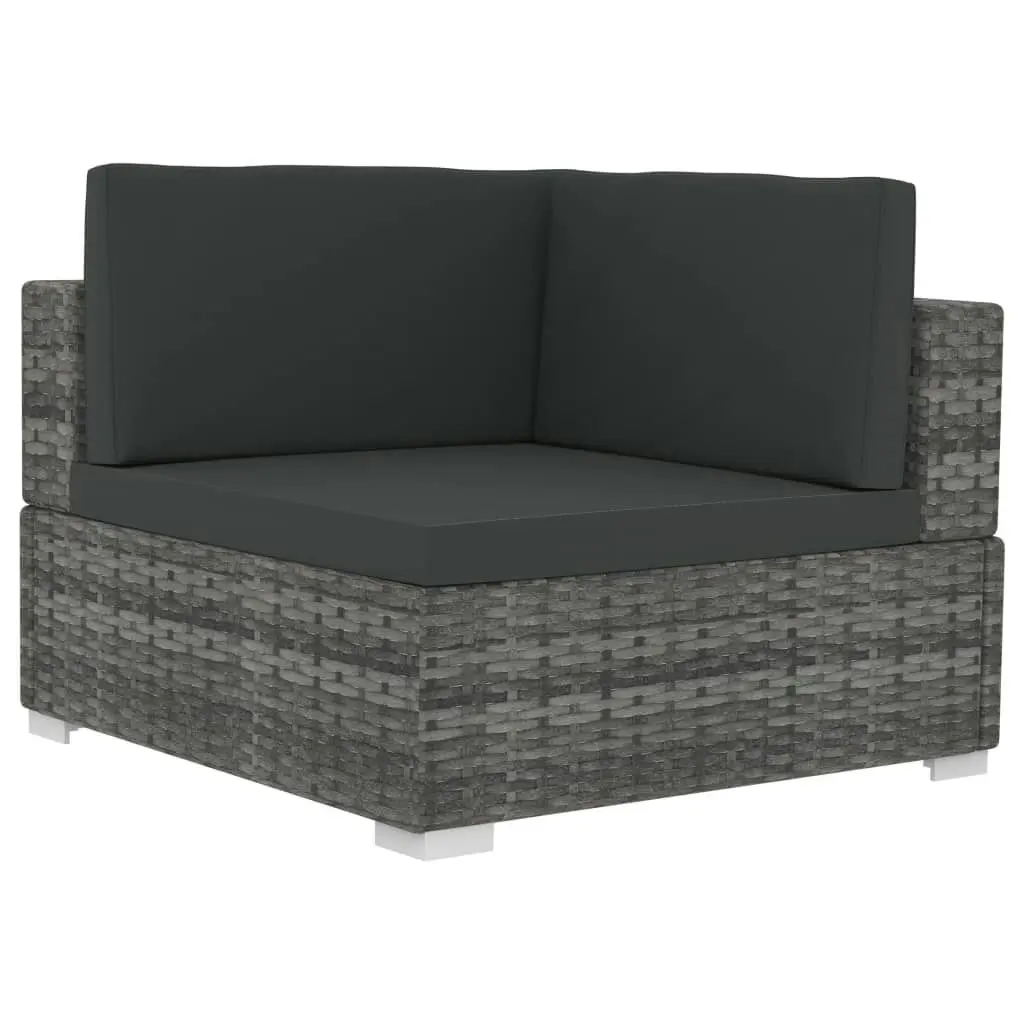 3 Piece Garden Sofa Set with Cushions Poly Rattan Grey 47266