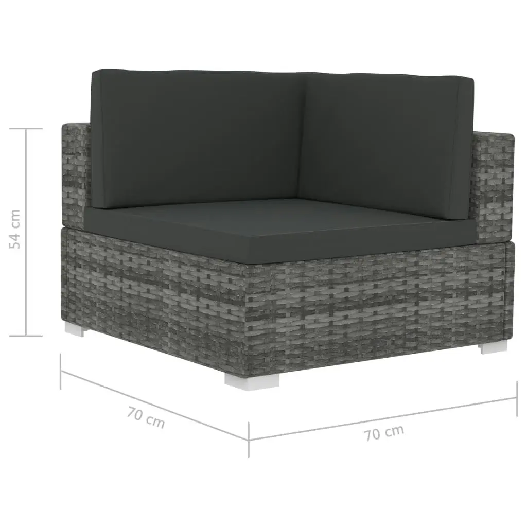 3 Piece Garden Sofa Set with Cushions Poly Rattan Grey 47266