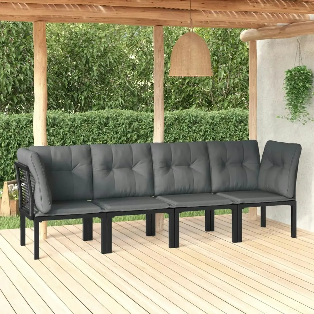 4 Piece Garden Lounge Set Black and Grey Poly Rattan 3187733