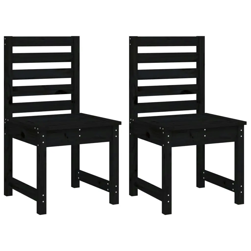 4 Piece Garden Dining Set Black Solid Wood Pine 3154699