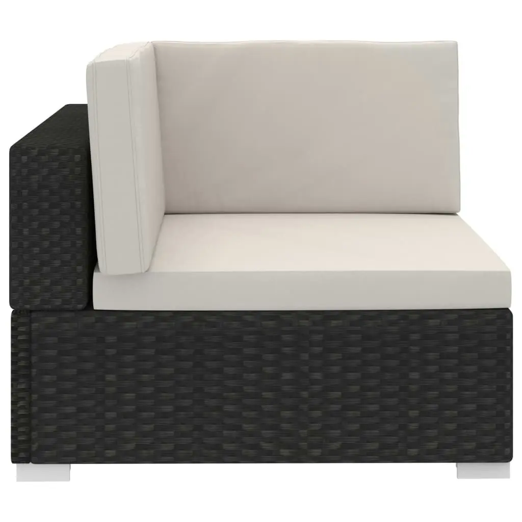 3 Piece Garden Sofa Set with Cushions Poly Rattan Black 47264