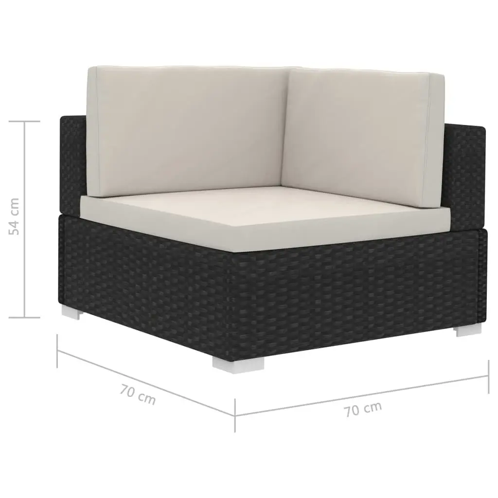 3 Piece Garden Sofa Set with Cushions Poly Rattan Black 47264