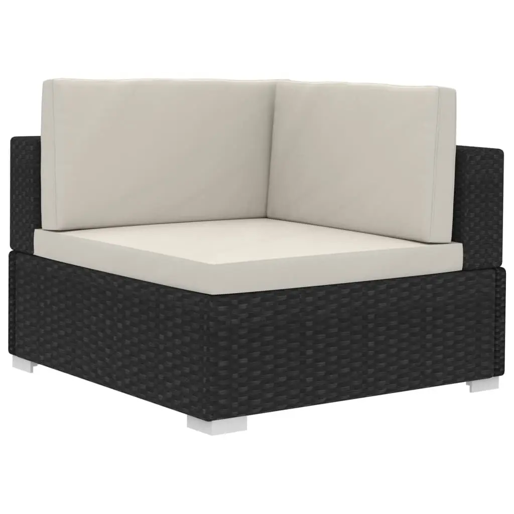 3 Piece Garden Sofa Set with Cushions Poly Rattan Black 47264