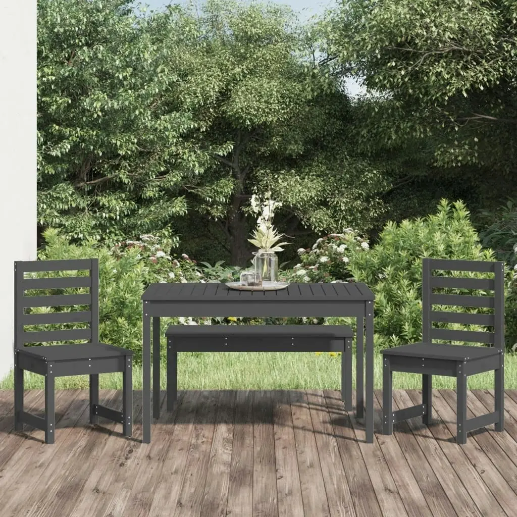 4 Piece Garden Dining Set Grey Solid Wood Pine 3154703