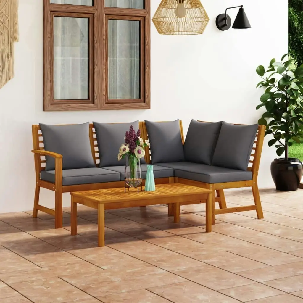 4 Piece Garden Lounge Set with Cushion Solid Acacia Wood 3057778