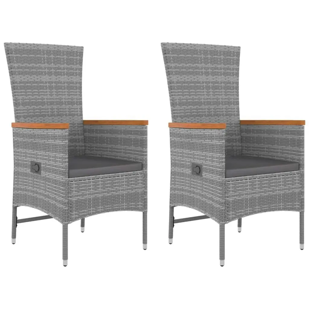 3 Piece Garden Lounge Set Grey Poly Rattan&Solid Wood Acacia 3157653