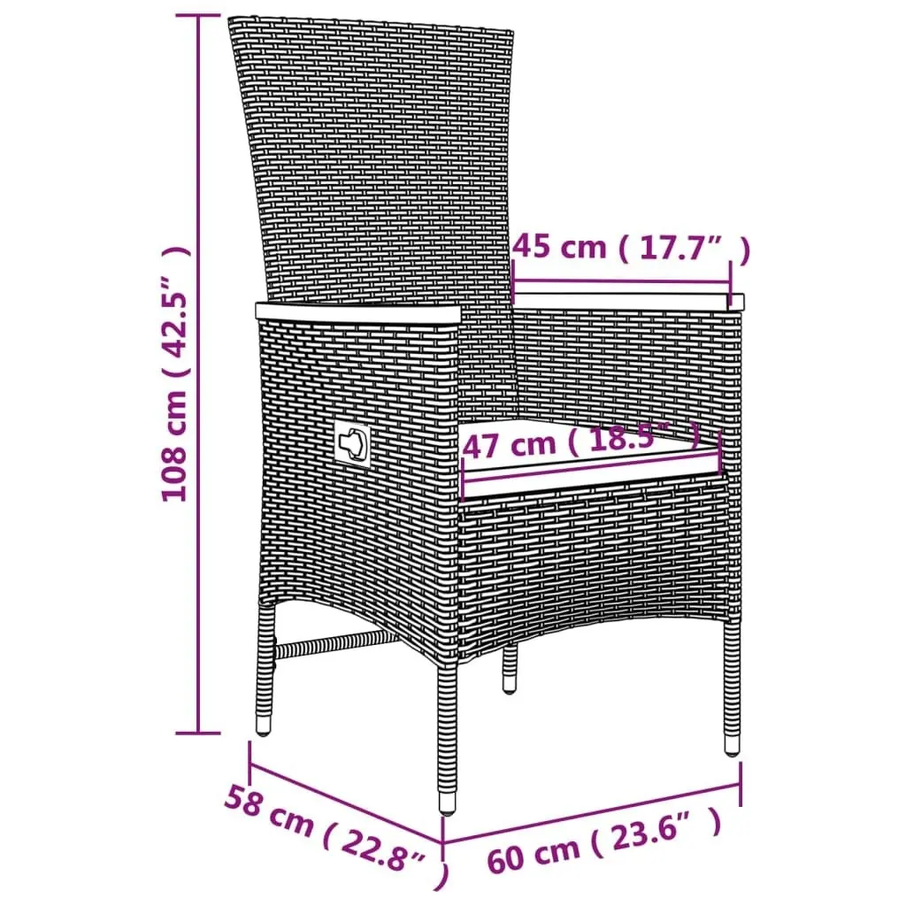 3 Piece Garden Lounge Set Grey Poly Rattan&Solid Wood Acacia 3157653