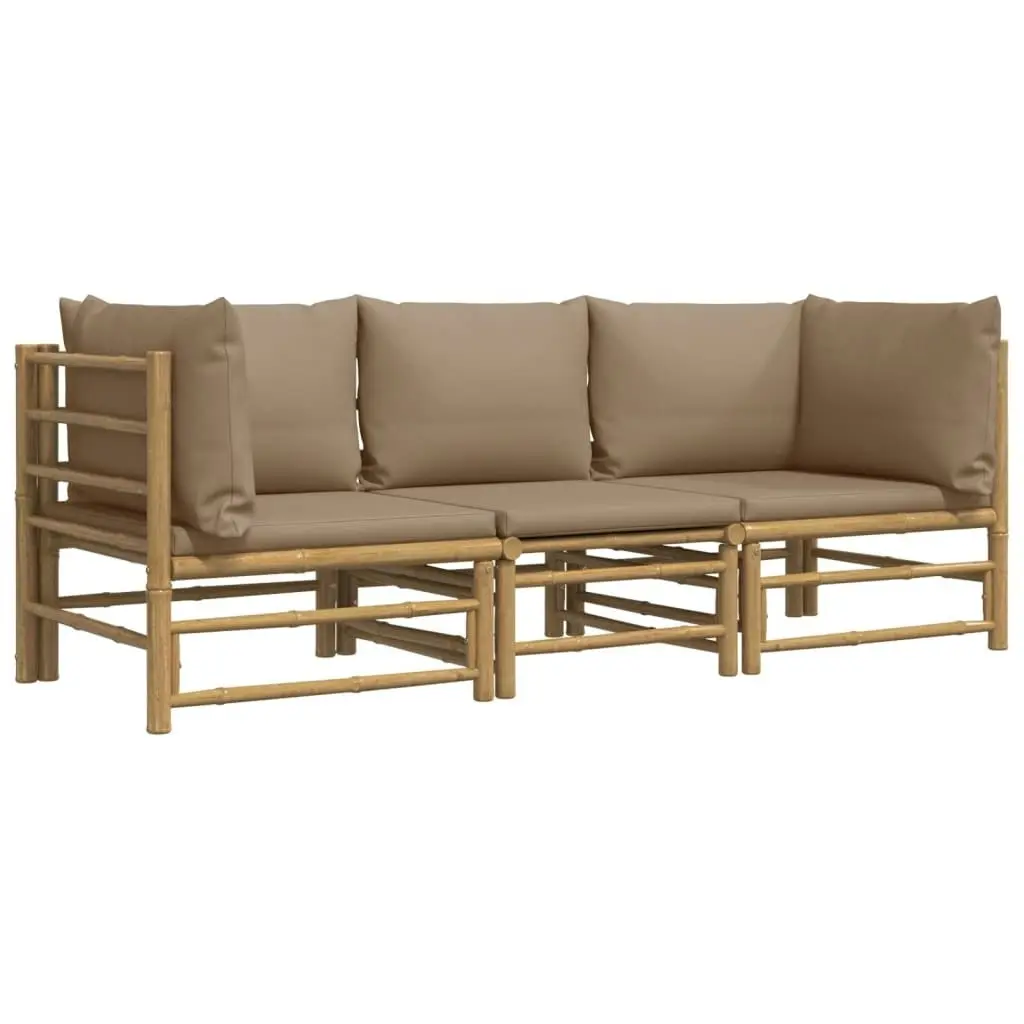 3 Piece Garden Lounge Set with Taupe Cushions  Bamboo 3155119