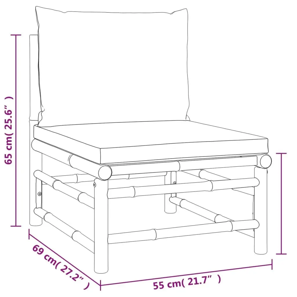 3 Piece Garden Lounge Set with Taupe Cushions  Bamboo 3155119