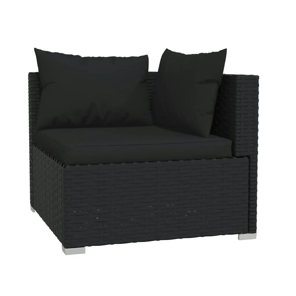 4 Piece Garden Lounge Set with Cushions Poly Rattan Black 3101672