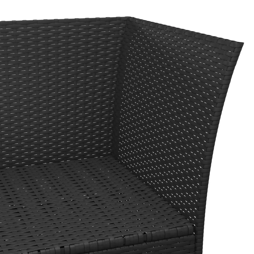 4 Piece Garden Lounge Set with Cushions Black Poly Rattan 319690