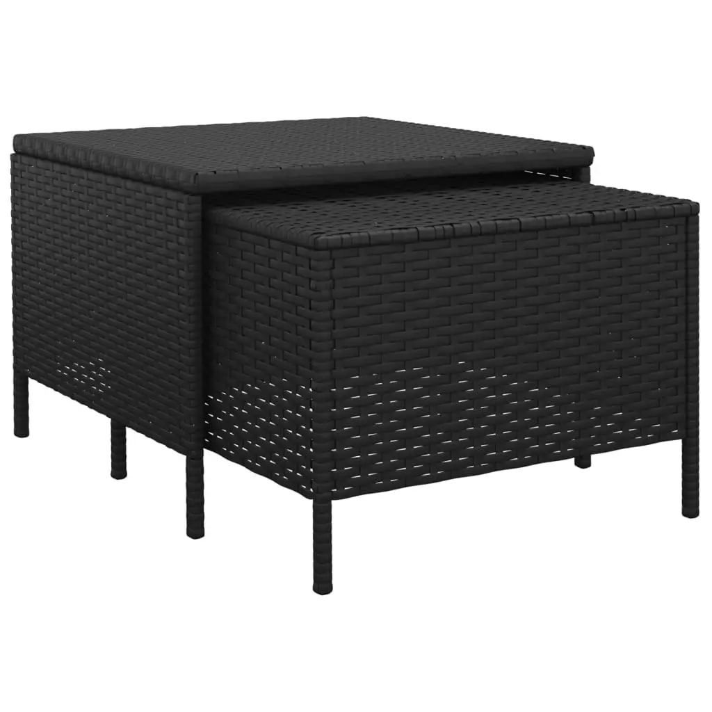 4 Piece Garden Lounge Set with Cushions Black Poly Rattan 319690