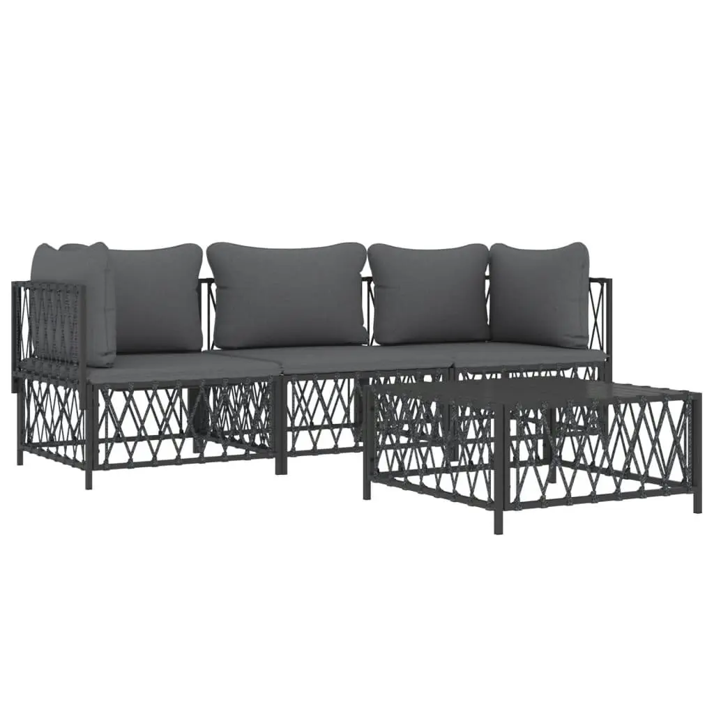 4 Piece Garden Lounge Set with Cushions Anthracite Steel 3186819