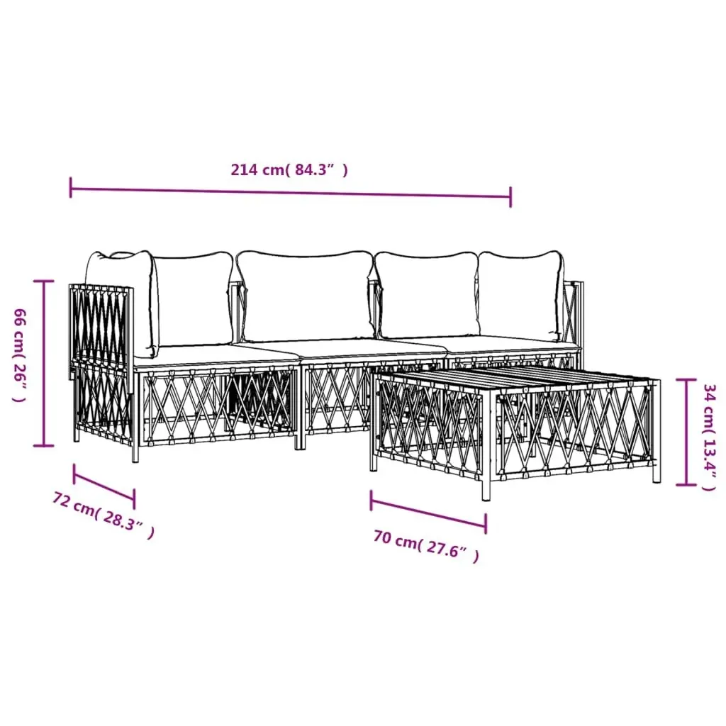 4 Piece Garden Lounge Set with Cushions Anthracite Steel 3186819