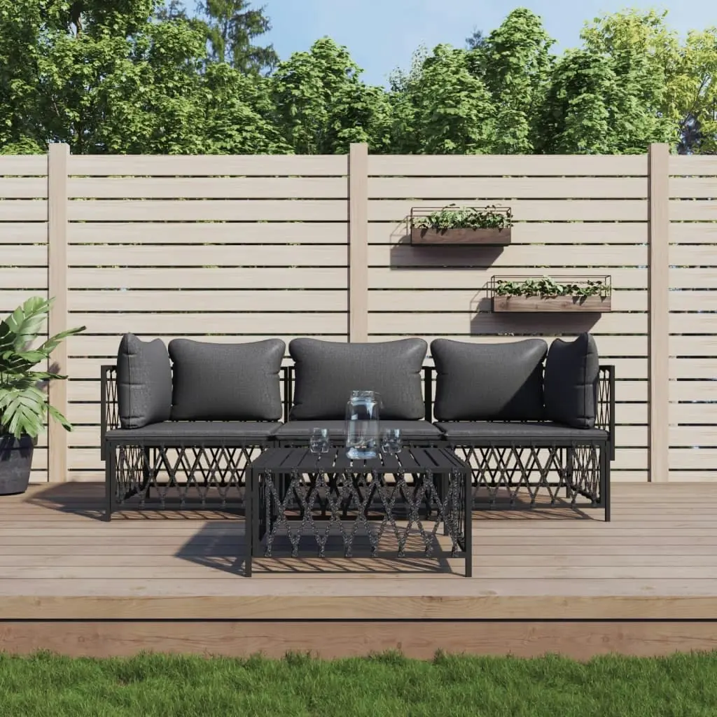 4 Piece Garden Lounge Set with Cushions Anthracite Steel 3186819