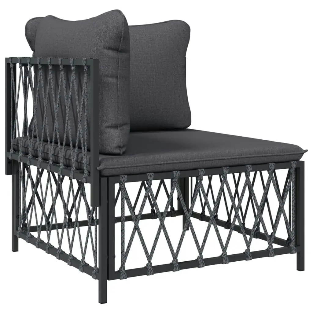 4 Piece Garden Lounge Set with Cushions Anthracite Steel 3186819