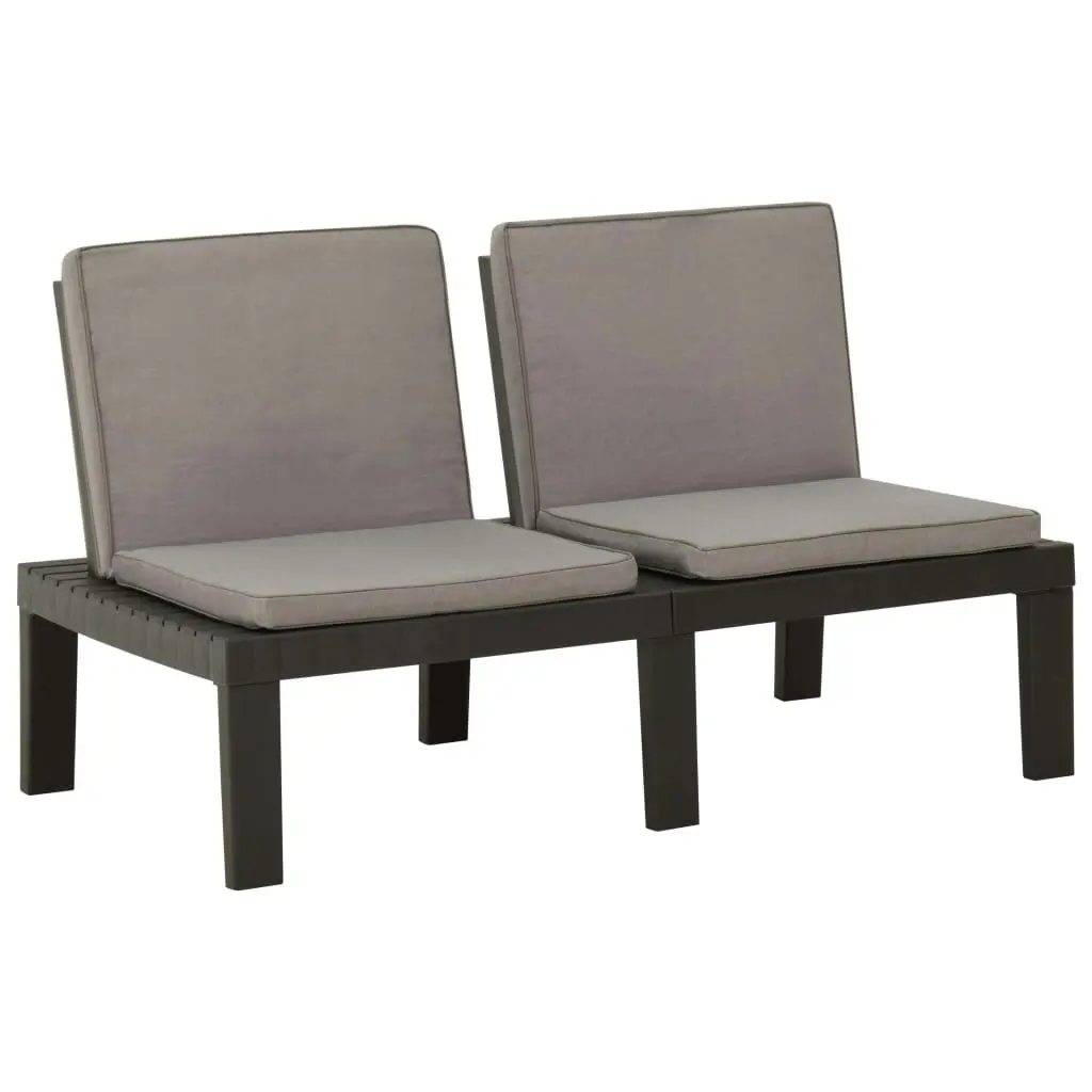 4 Piece Garden Lounge Set with Cushions Plastic Grey 3059830