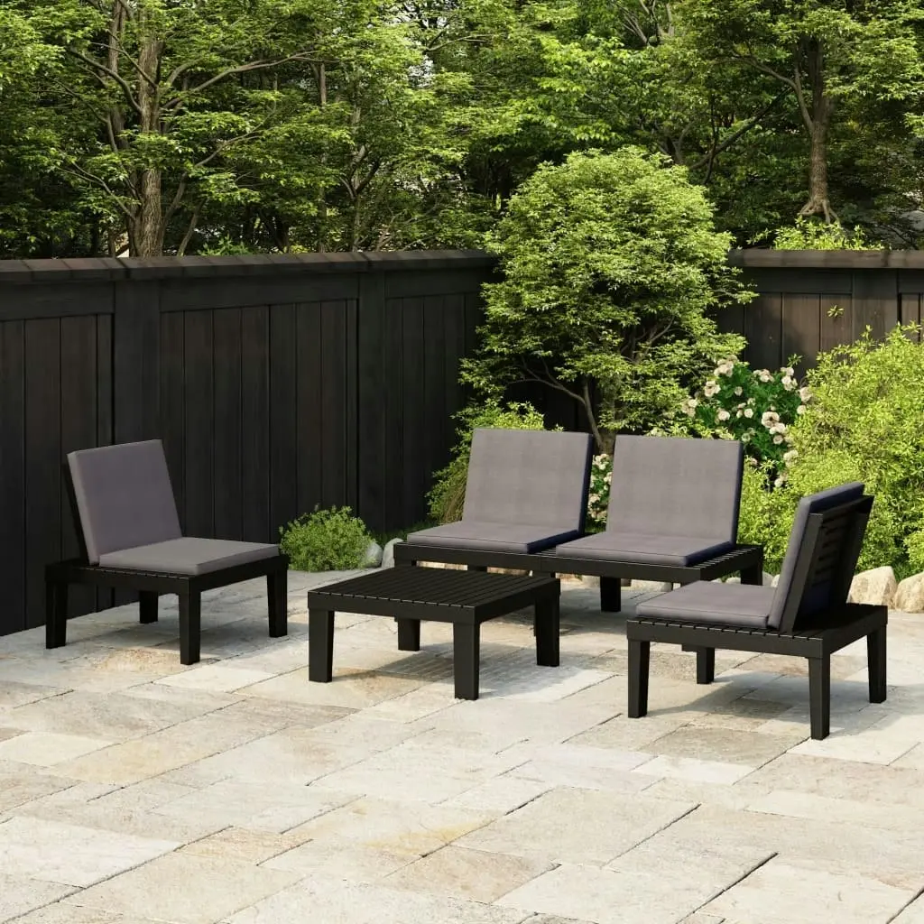 4 Piece Garden Lounge Set with Cushions Plastic Grey 3059830