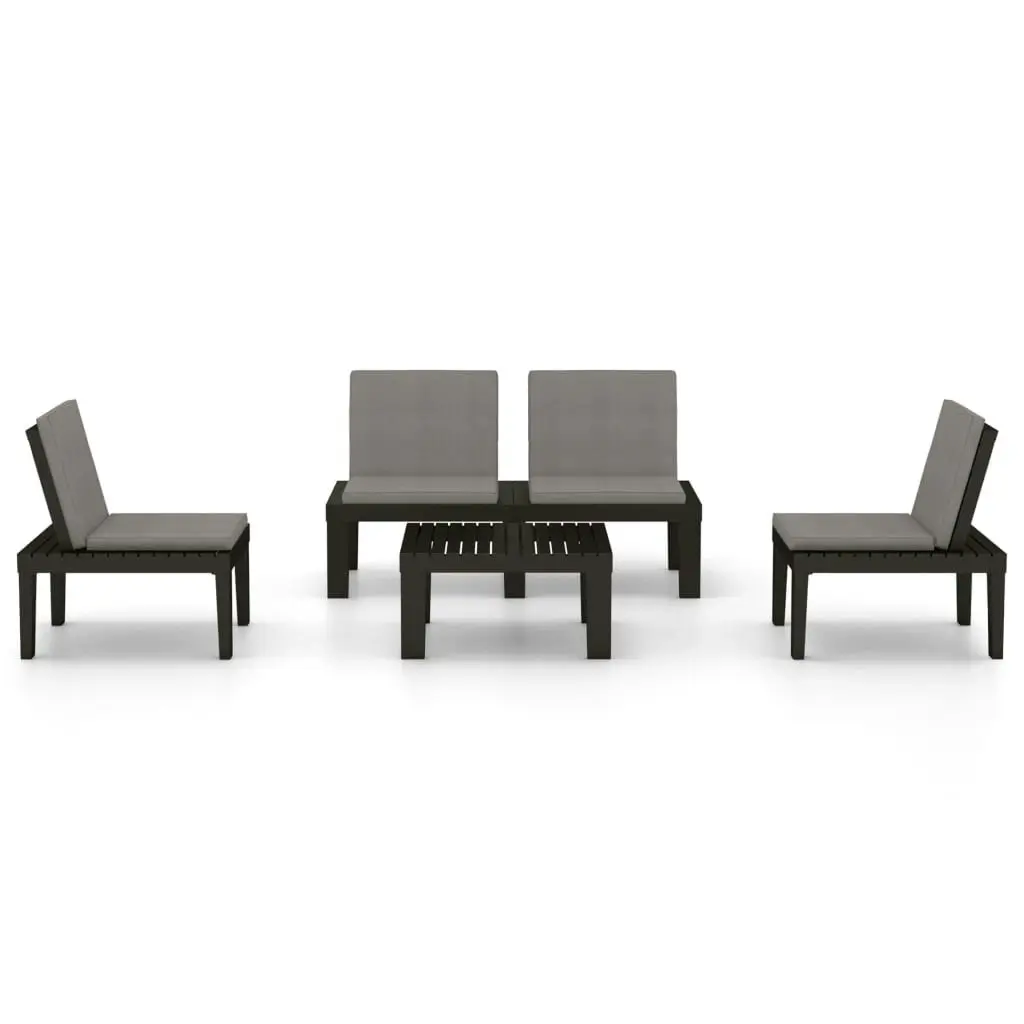 4 Piece Garden Lounge Set with Cushions Plastic Grey 3059830