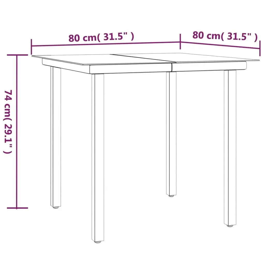 3 Piece Garden Dining Set with Cushions Poly Rattan and Steel 3186955