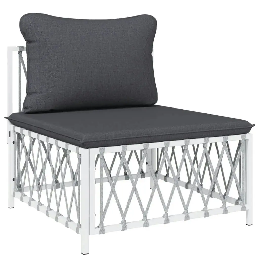 4 Piece Garden Lounge Set with Cushions White Steel 3186852