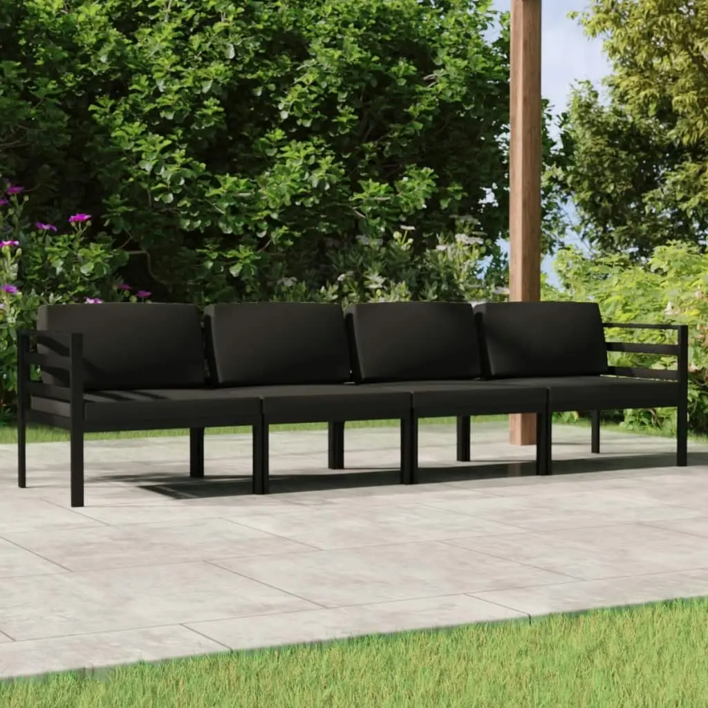 4 Piece Garden Lounge Set with Cushions Aluminium Anthracite 3107777