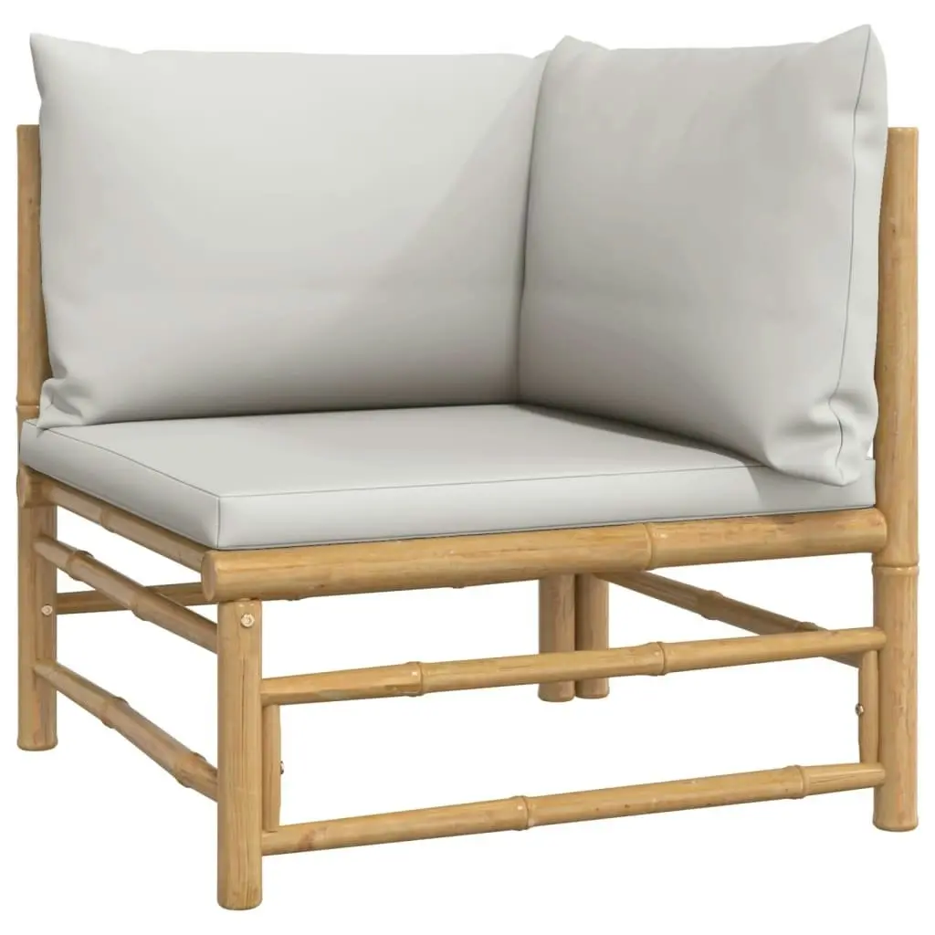 4 Piece Garden Lounge Set with Light Grey Cushions Bamboo 3155088