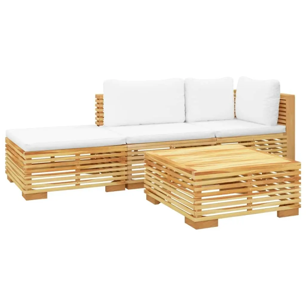 4 Piece Garden Lounge Set with Cushions Solid Wood Teak 3100911