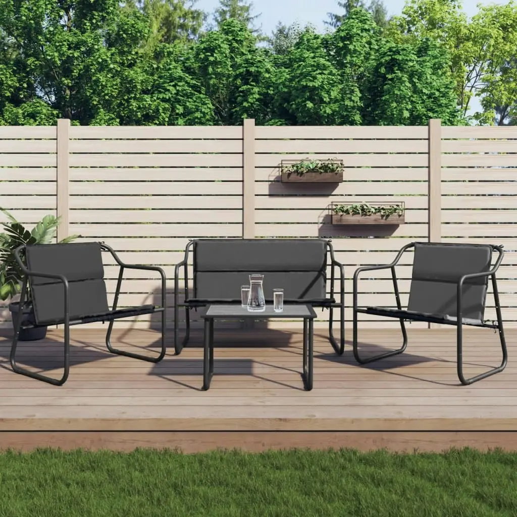 4 Piece Garden Lounge Set with Cushions Anthracite Steel 3186934