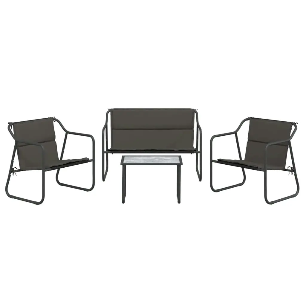 4 Piece Garden Lounge Set with Cushions Anthracite Steel 3186934