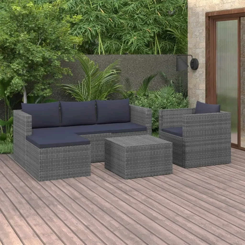 4 Piece Garden Lounge Set Poly Rattan Grey and Anthracite 45801