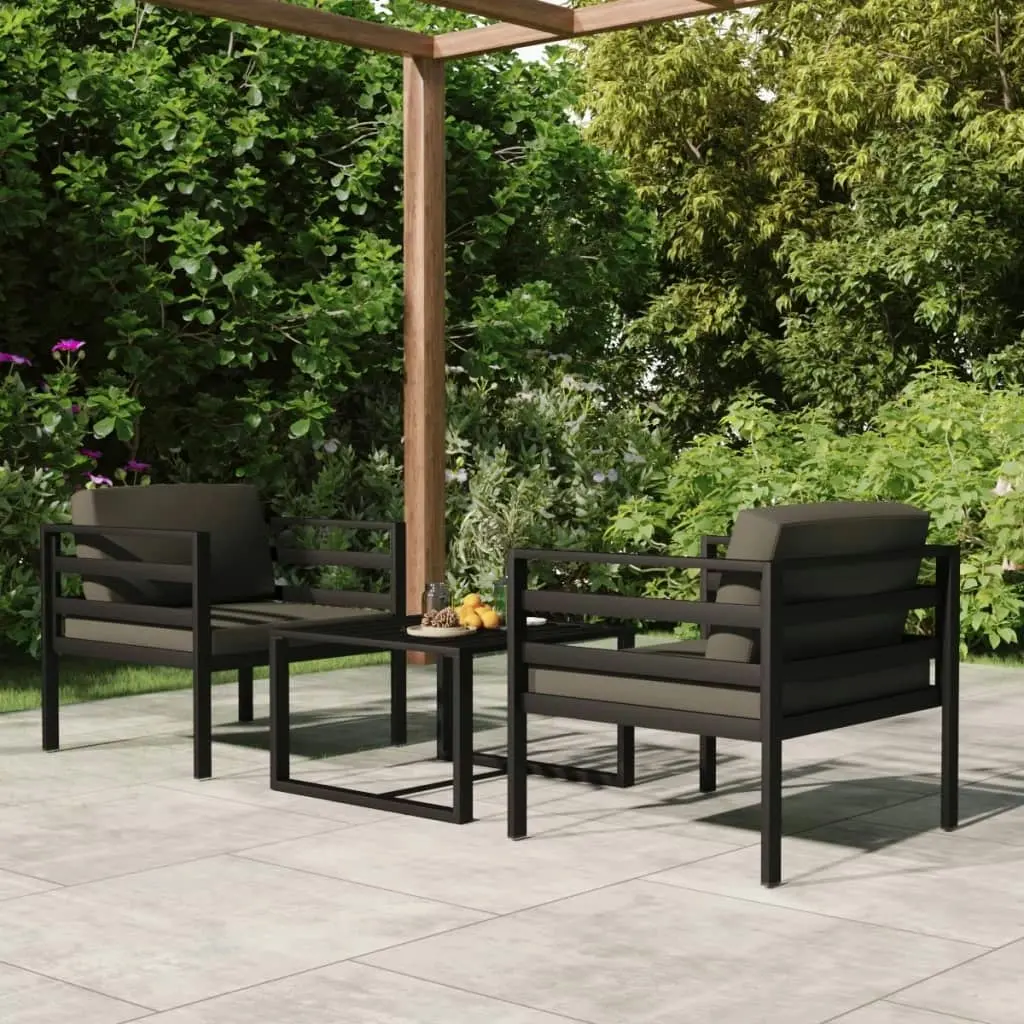 3 Piece Garden Lounge Set with Cushions Aluminium Anthracite 3107780