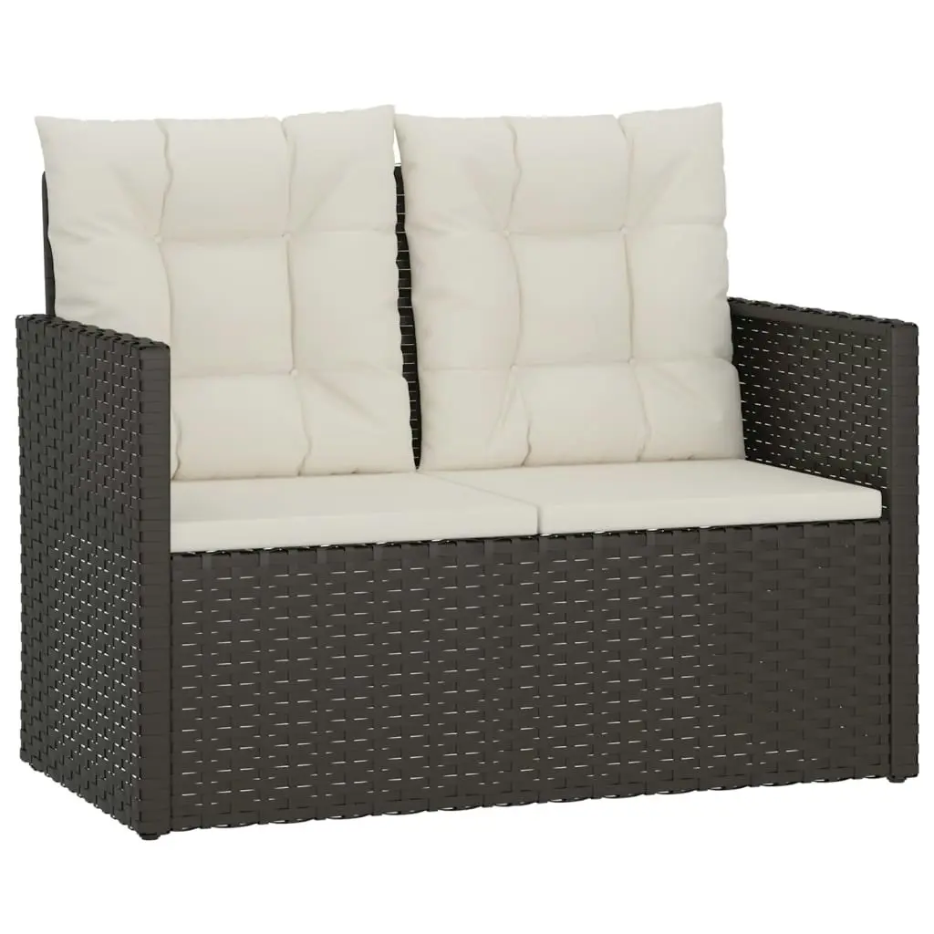 4 Piece Outdoor Lounge Set with Cushions Poly Rattan Black 319196