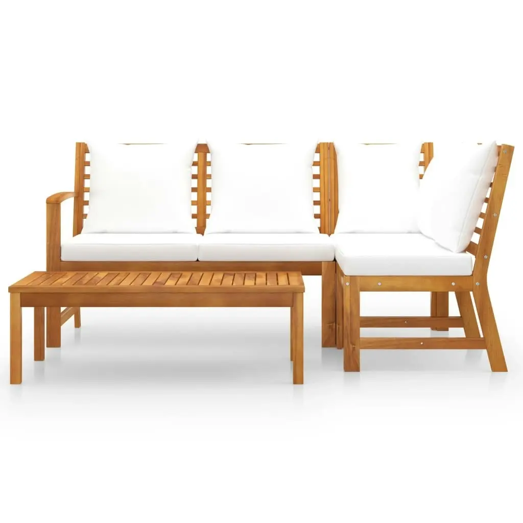 4 Piece Garden Lounge Set with Cushion Cream Solid Acacia Wood 3057771