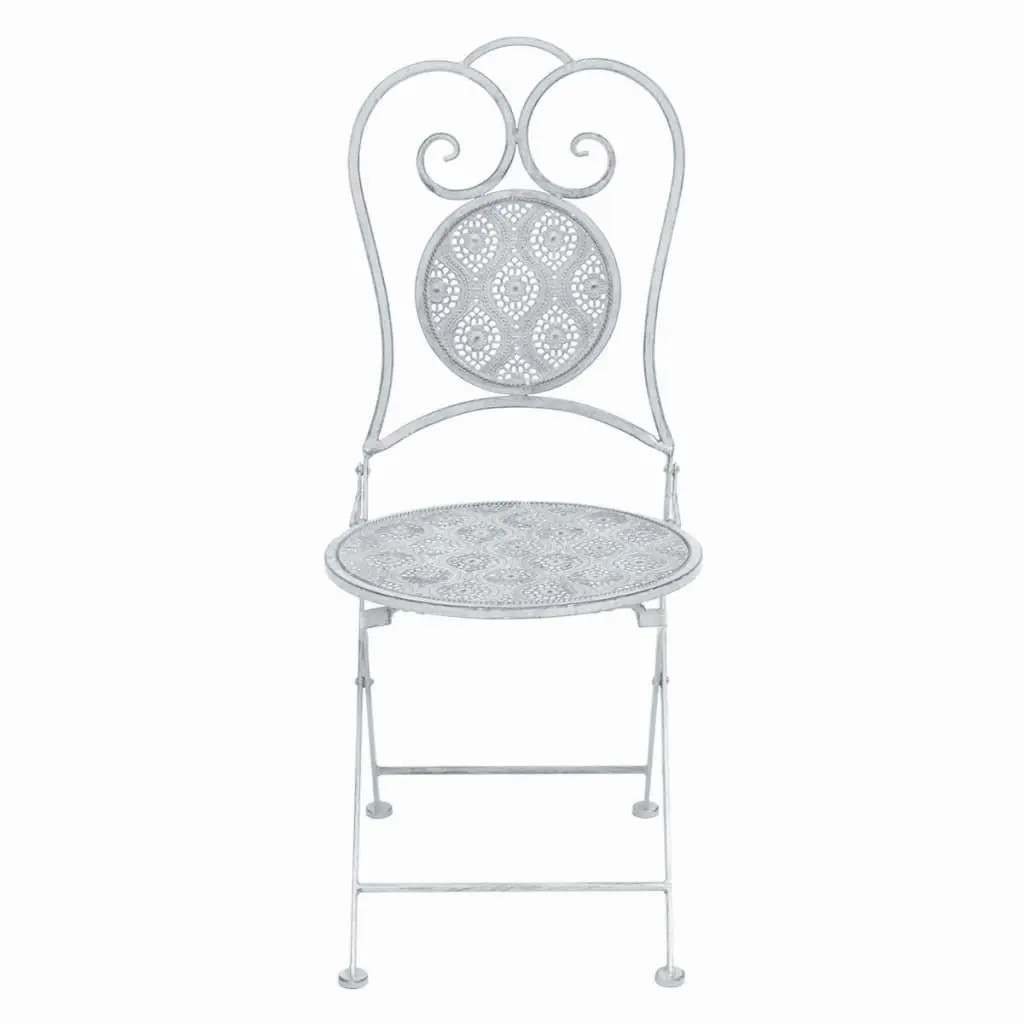 3 Piece Bistro Set Steel Greyish White 43150