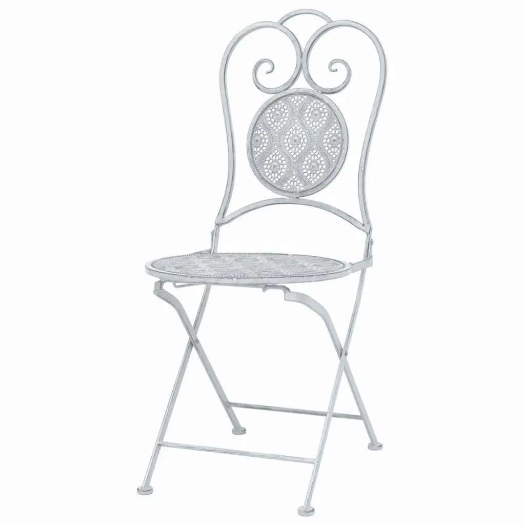 3 Piece Bistro Set Steel Greyish White 43150