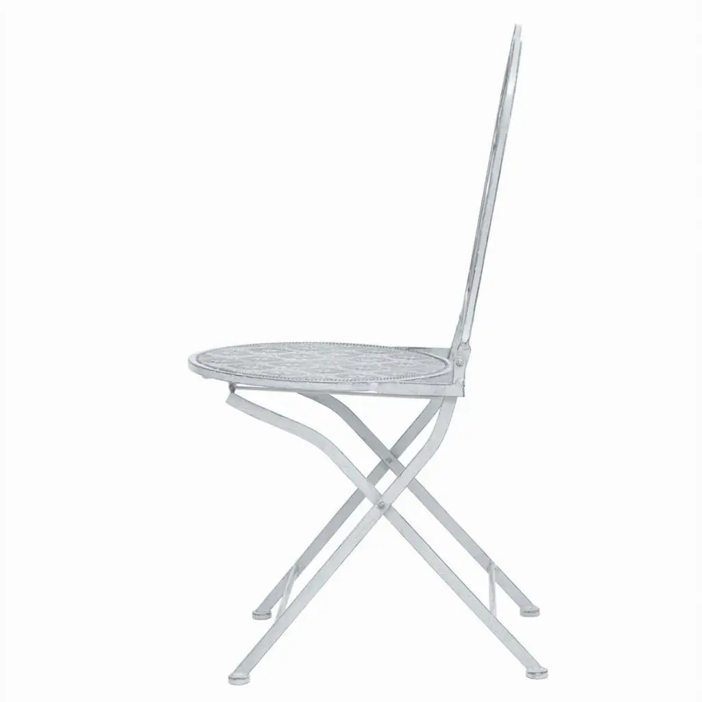 3 Piece Bistro Set Steel Greyish White 43150