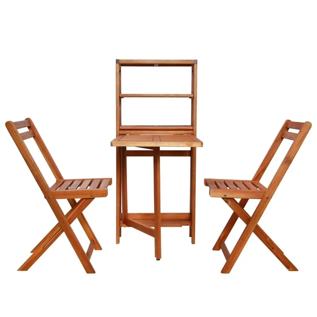 3 Piece Folding Bistro Set Solid Acacia Wood 44013