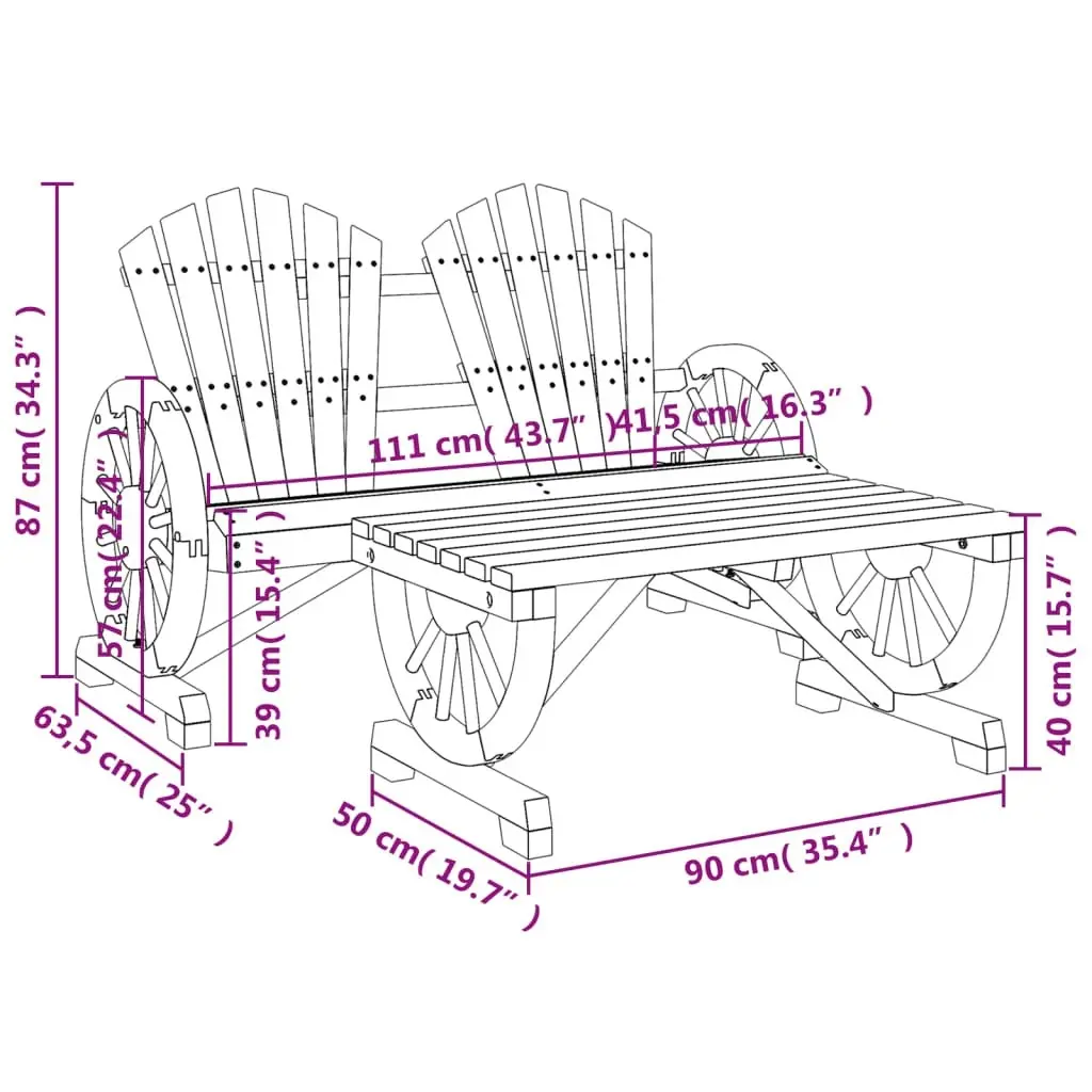 2 Piece Garden Lounge Set Solid Wood Fir 365097