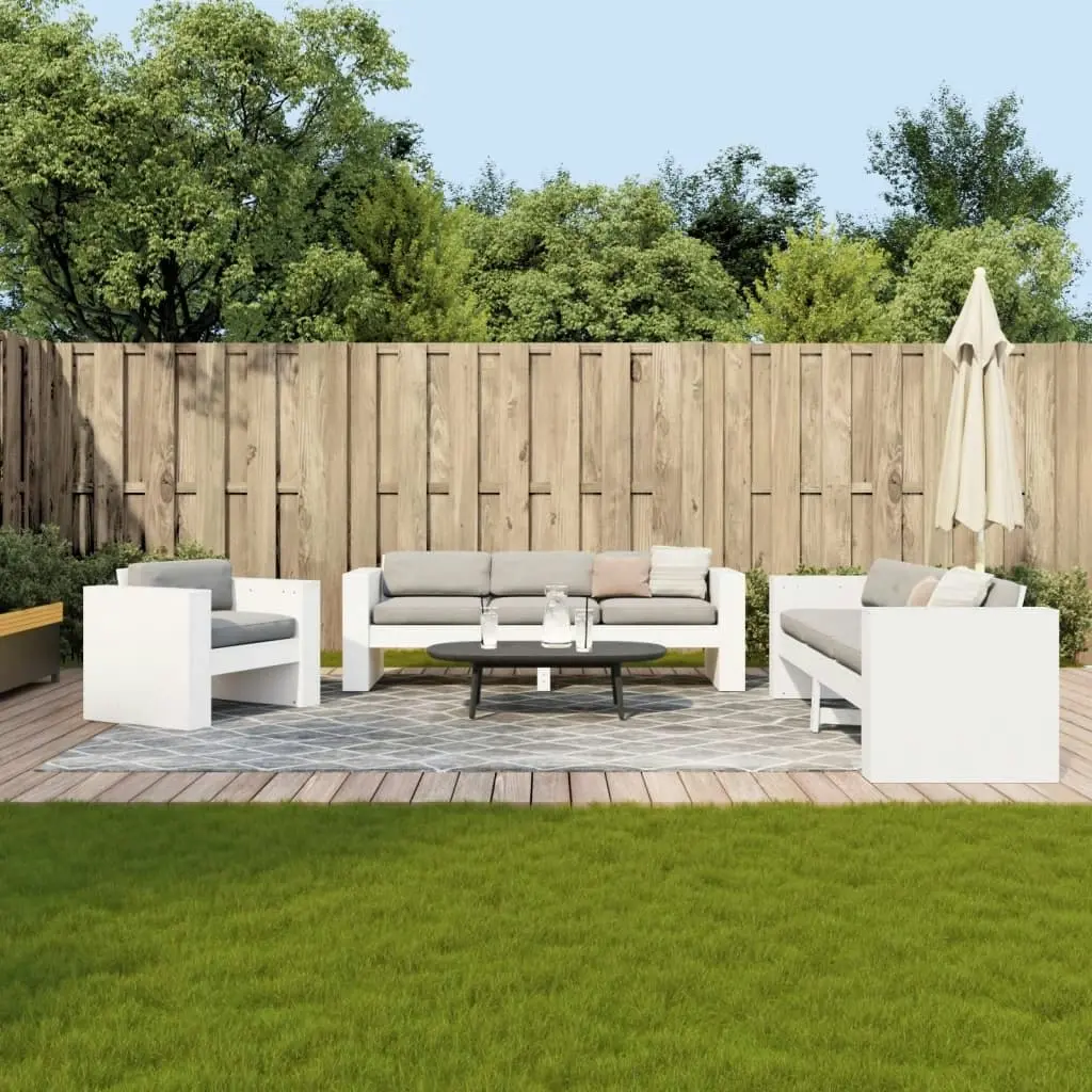 2 Piece Garden Lounge Set White Solid Wood Pine 3216901