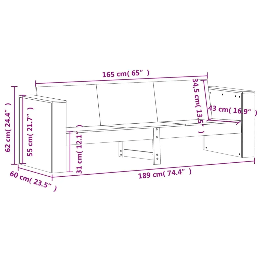 2 Piece Garden Lounge Set White Solid Wood Pine 3216901