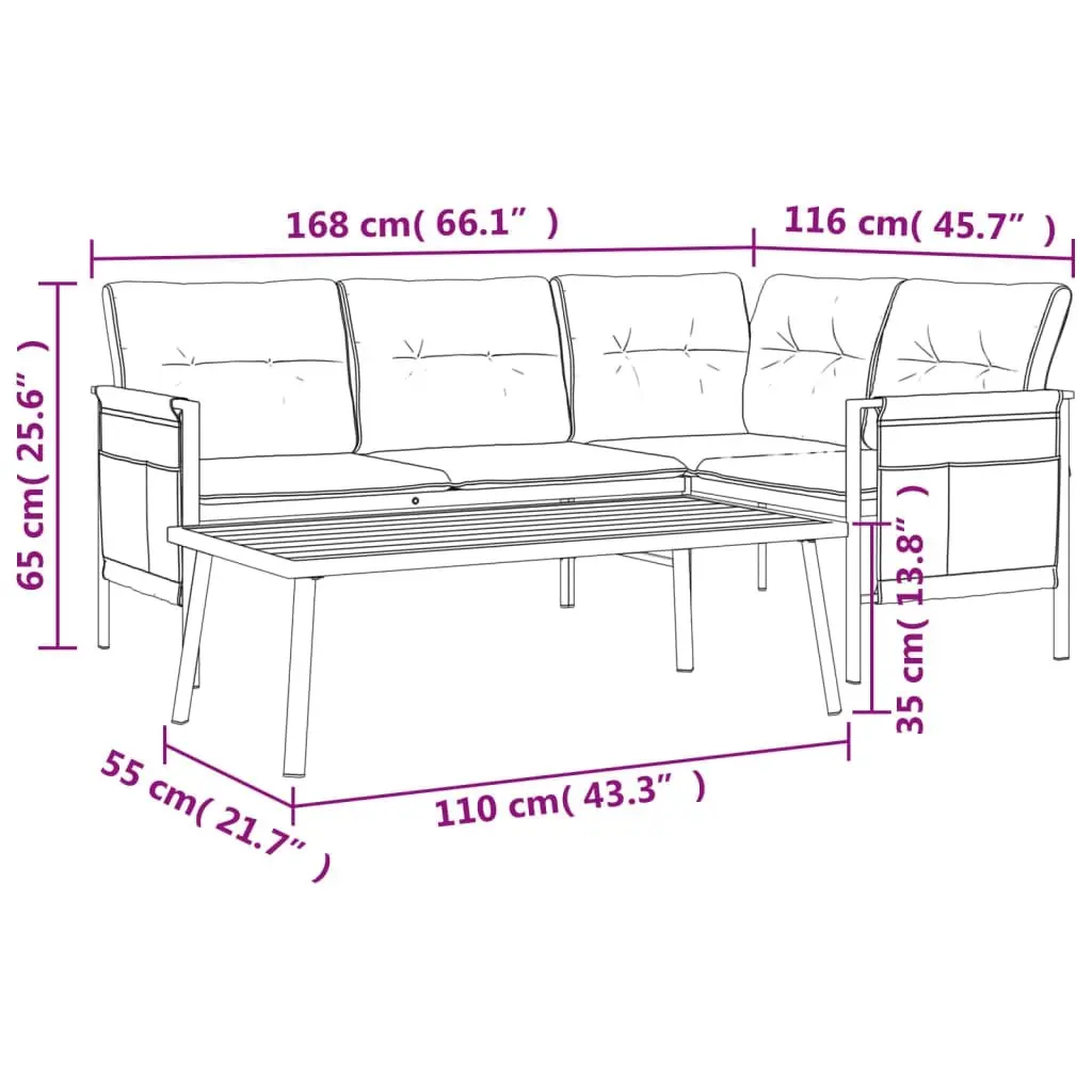 2 Piece Garden Lounge Set  Anthracite Steel 362810