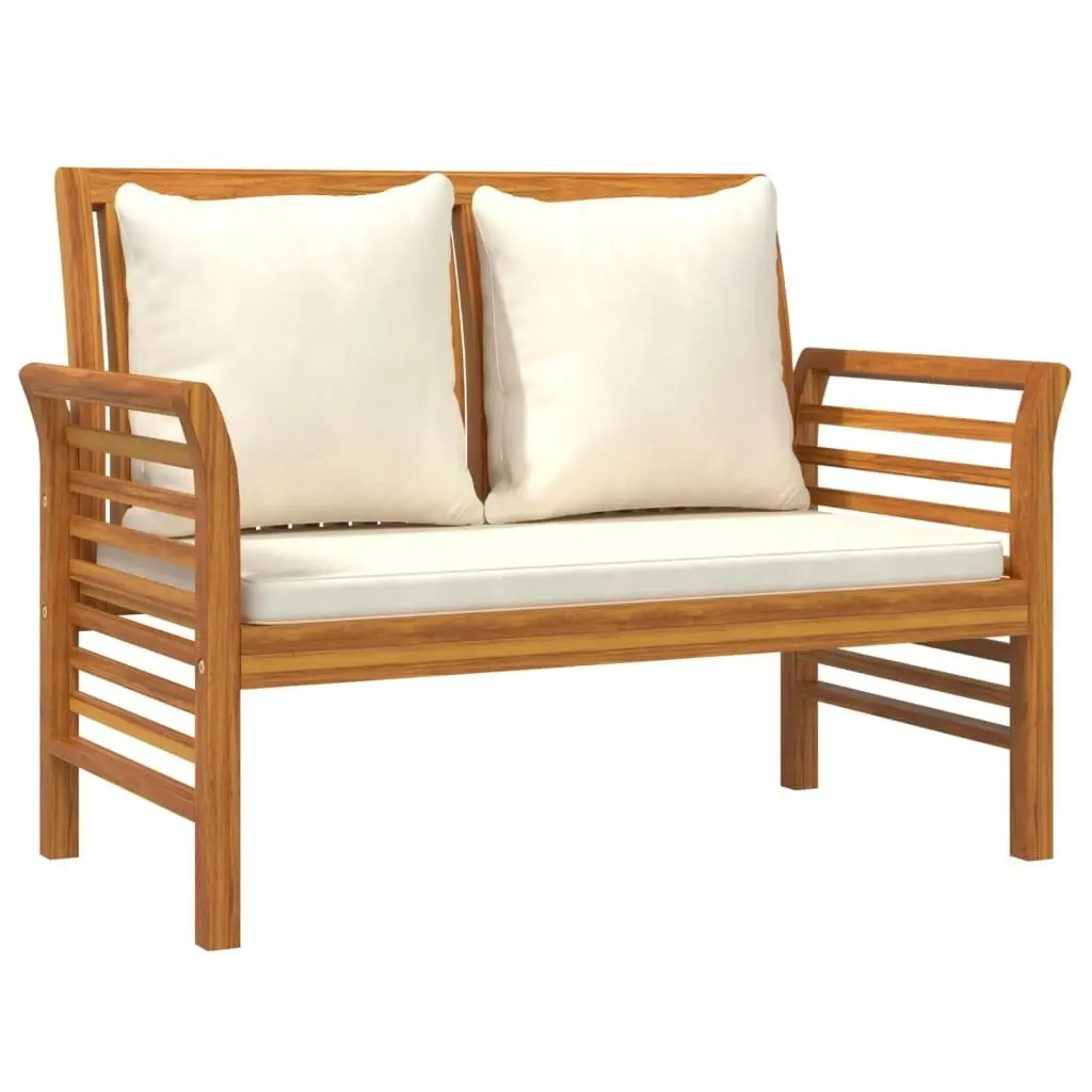 2 Piece Garden Lounge Set with Cream White Cushions Solid Wood 312141