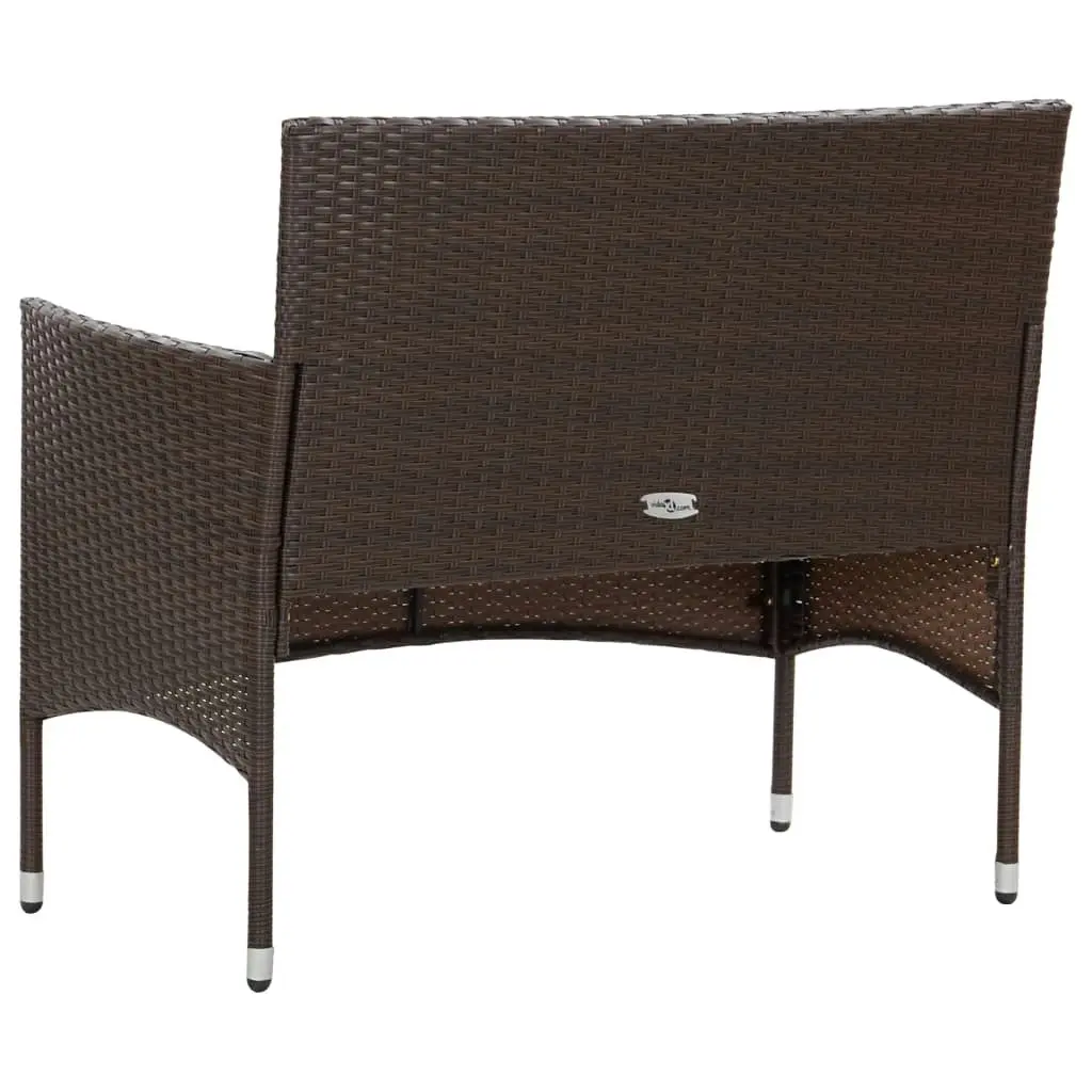 2 Piece Garden Lounge Set with Cushion Poly Rattan Brown 3059318