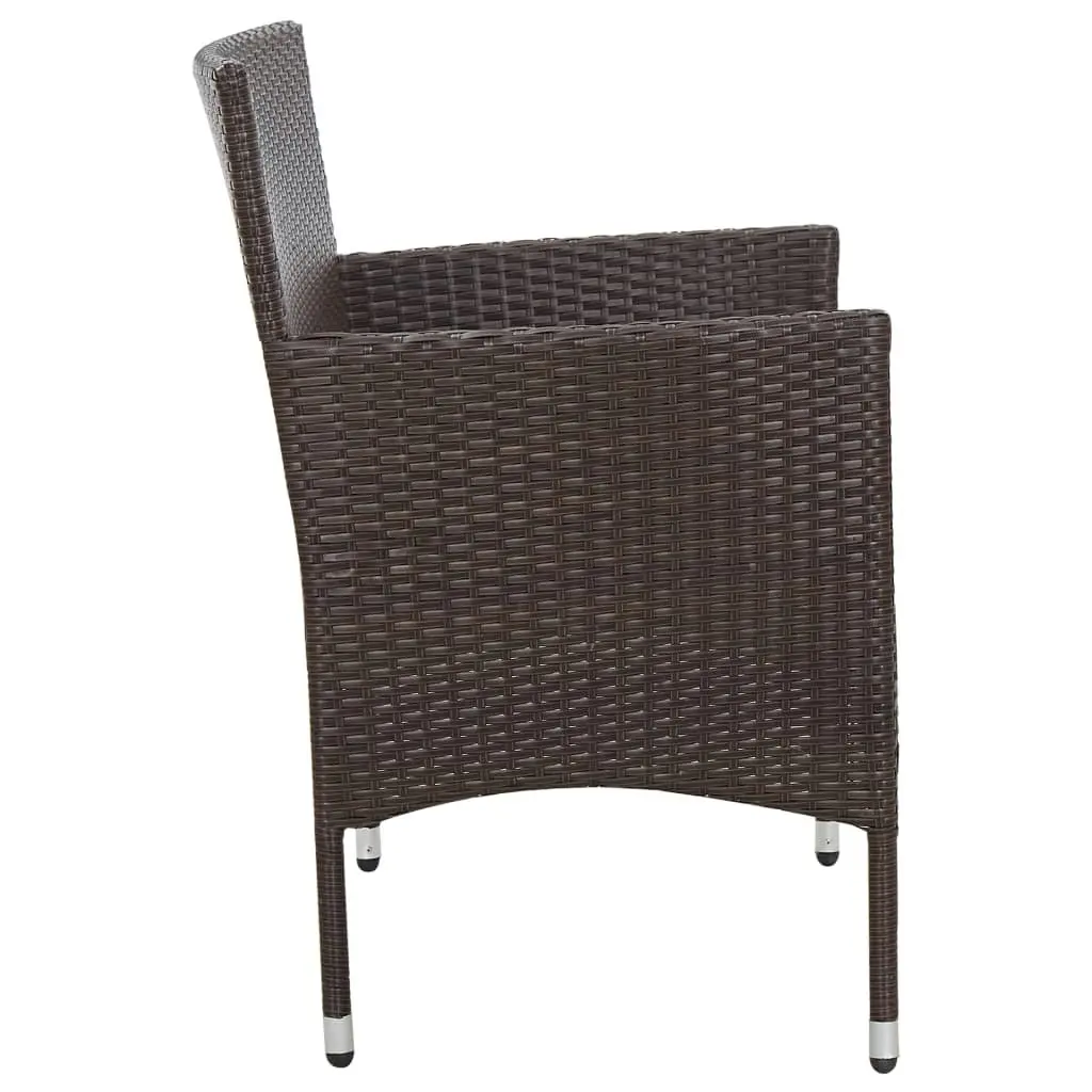 2 Piece Garden Lounge Set with Cushion Poly Rattan Brown 3059318