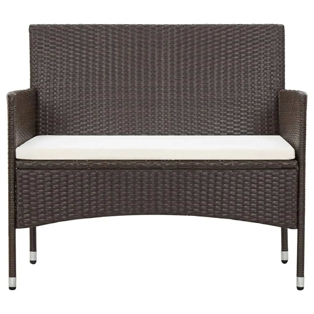 2 Piece Garden Lounge Set with Cushion Poly Rattan Brown 3059318