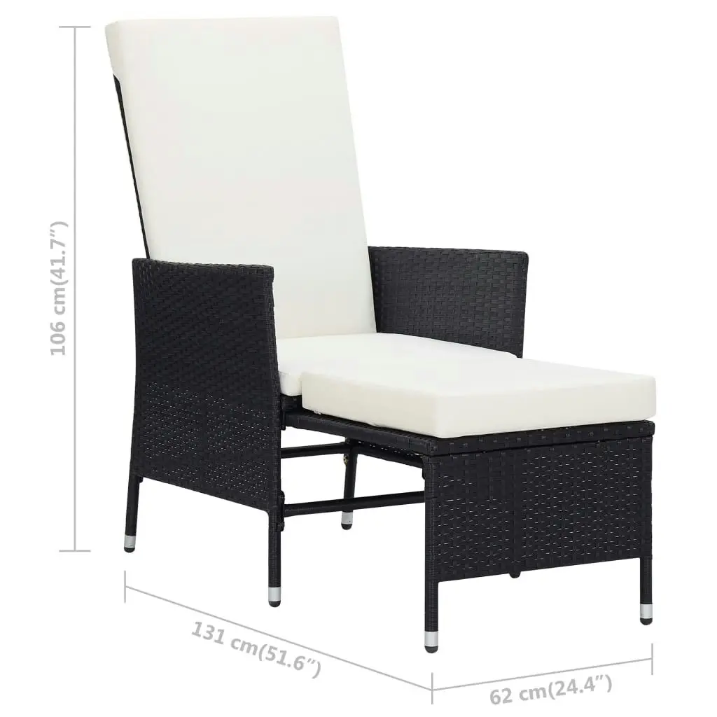 2 Piece Garden Lounge Set with Cushions Poly Rattan Black 310231